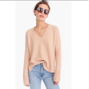 J. Crew Womens hi low Wool blend V Neck Sweater Pullover Tan Size S